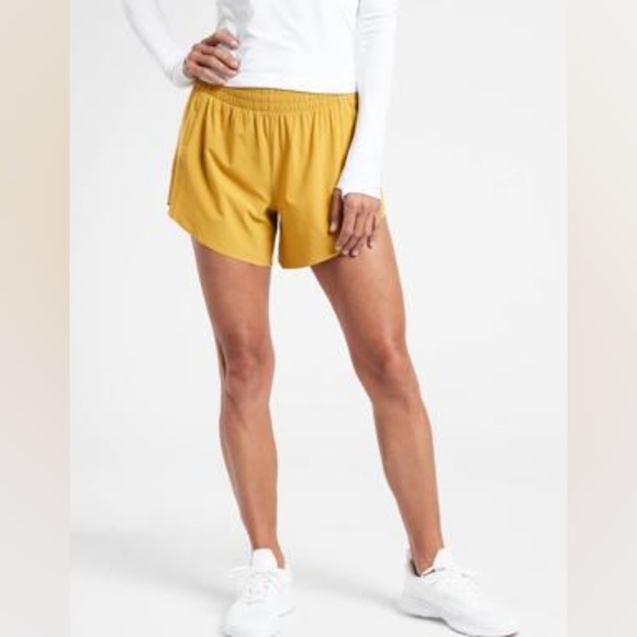 Athleta Pants - Athleta Hustle 3 Short 1X Yellow Running Athletic Elastic Waist Active EUC